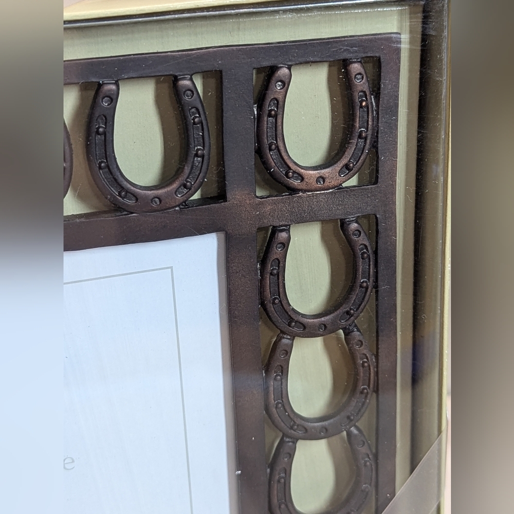 Sonoma Picture Frame 4x6 Horseshoe Western Cowboy Horse Brown Bronze New - Picture 2 of 6